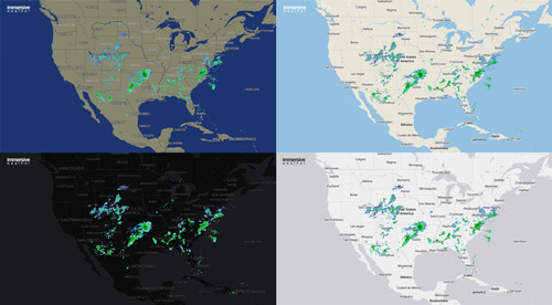 Example screens of weather radar